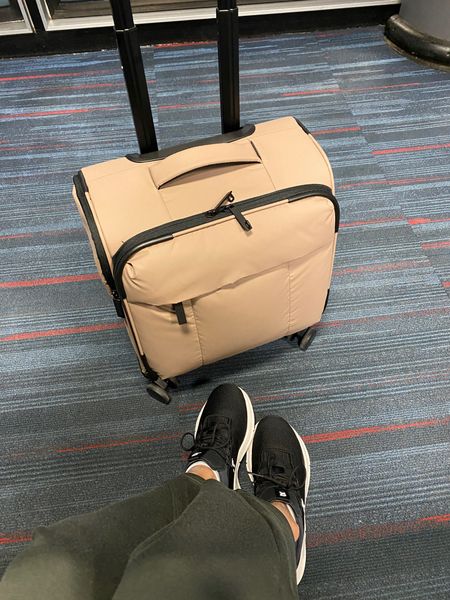 Travel bag. Vacation. Mini roll-on carryon bag. Fits under most seats on airplane. Cute puffer design that fits almost as much as I stuff into the duffel bag version. Nice to  have an option to save my shoulders. 
Sneakers are supportive walking shoes. True to size. 
One of My favorite travel outfit sets. Code NAOMIXSPANX to save  

#LTKitbag #LTKtravel #LTKover40