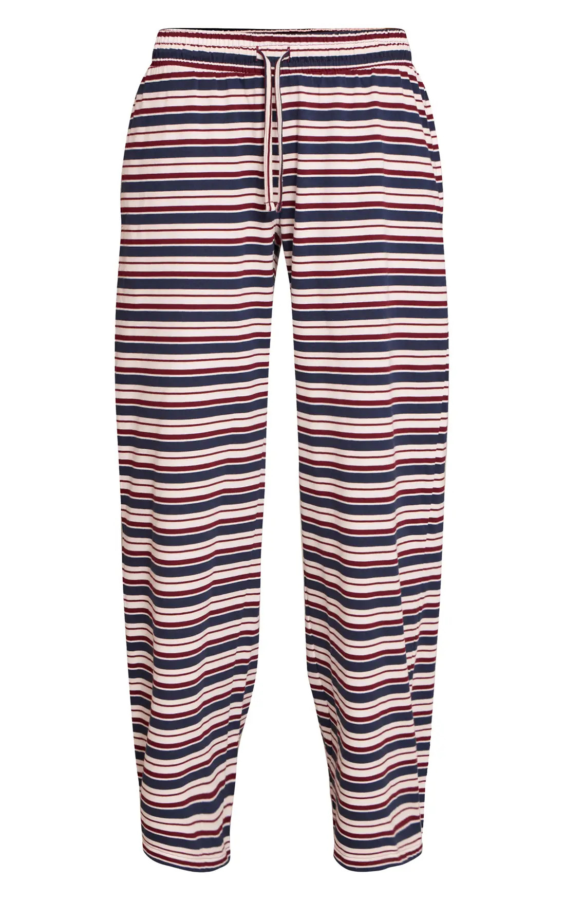 Burgundy Striped Wide Leg Drawstring Trousers | PrettyLittleThing US