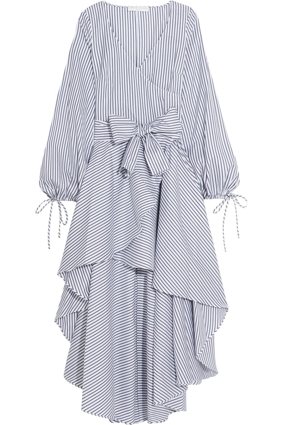 Lena Wrap-Effect Striped Cotton Dress, Navy, Women's | NET-A-PORTER (US)