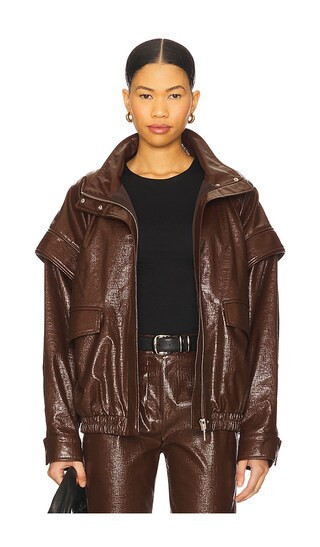 SELMACILEK Bomber Jacket in Brown. - size S | Revolve Clothing (Global)