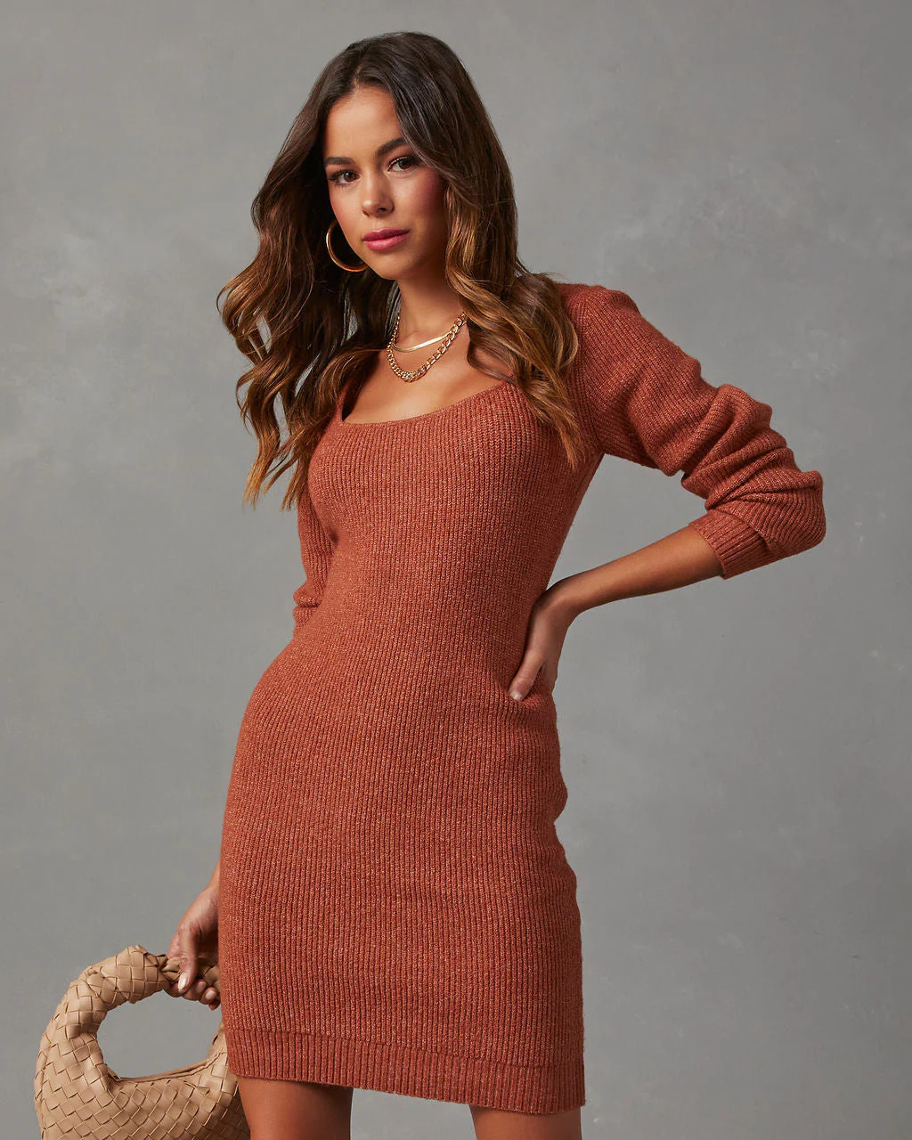 Aniyah Ribbed Mini Sweater Dress | VICI