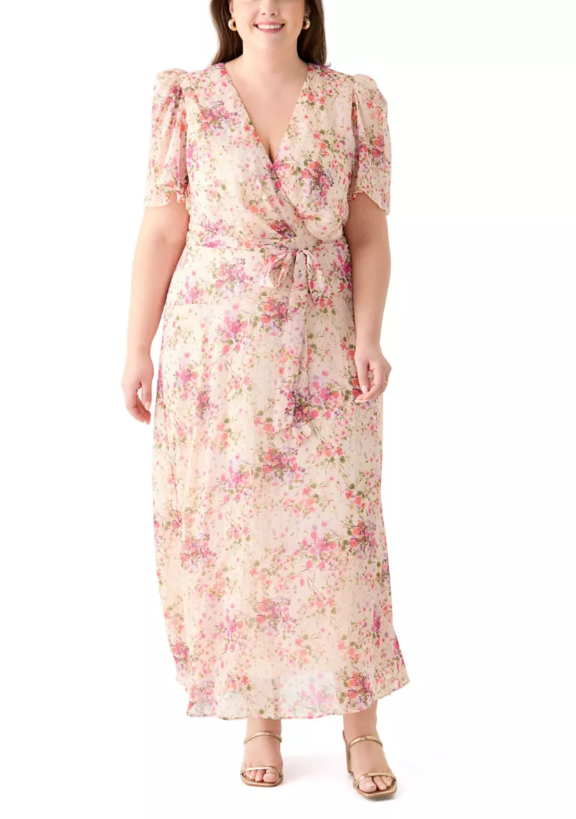Plus Size Flutter Sleeve Maxi Dress | Belk