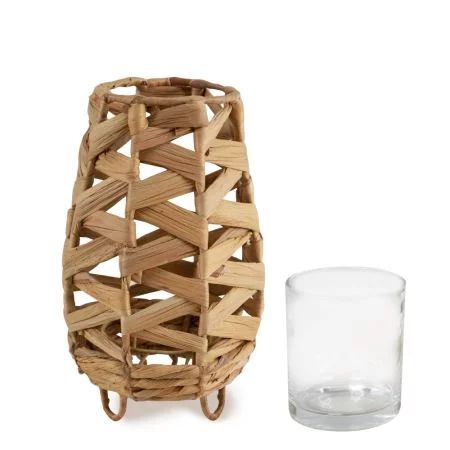 Hyacinth Cylinder Candle Holder w Glass Cup & Metal Frame | Porch Lantern Decorative Indoor Farmh... | Walmart (US)