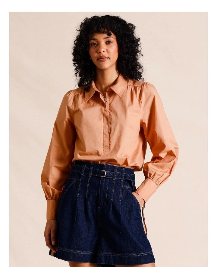 PiperZip Front Shirt in Burnt Orange | Myer