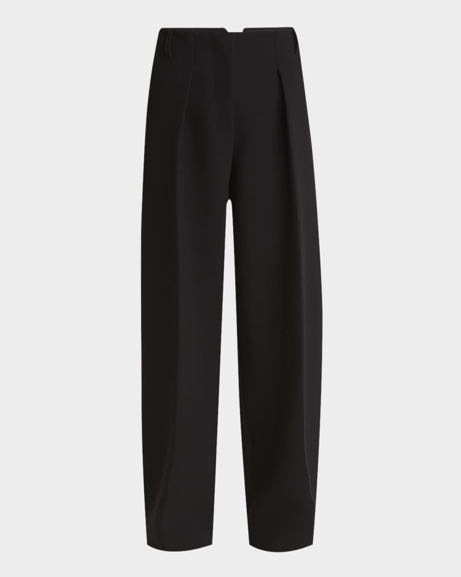 Jacquemus Ovalo Pleated Wide-Leg Pants | Neiman Marcus
