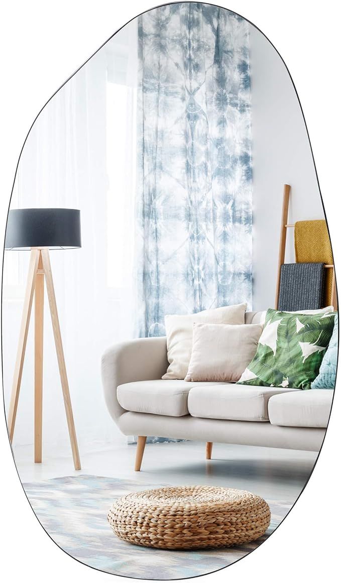 EDGEWOOD Asymmetrical Accent Wall Mounted Irregular Oval Mirror Decorative Living Room Bedroom En... | Amazon (US)