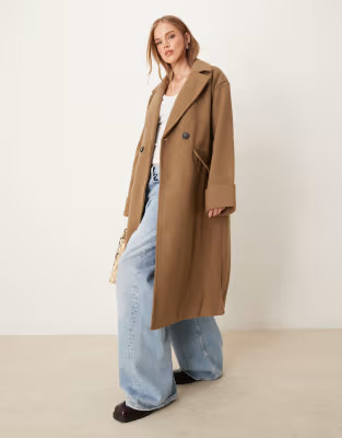 JDY - Manteau long en laine mélangée - Marron clair | ASOS (Global)