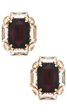 Anton Heunis Omega Clasp Square Stud in Burgundy, Crystal, & Gold from Revolve.com | Revolve Clothing (Global)