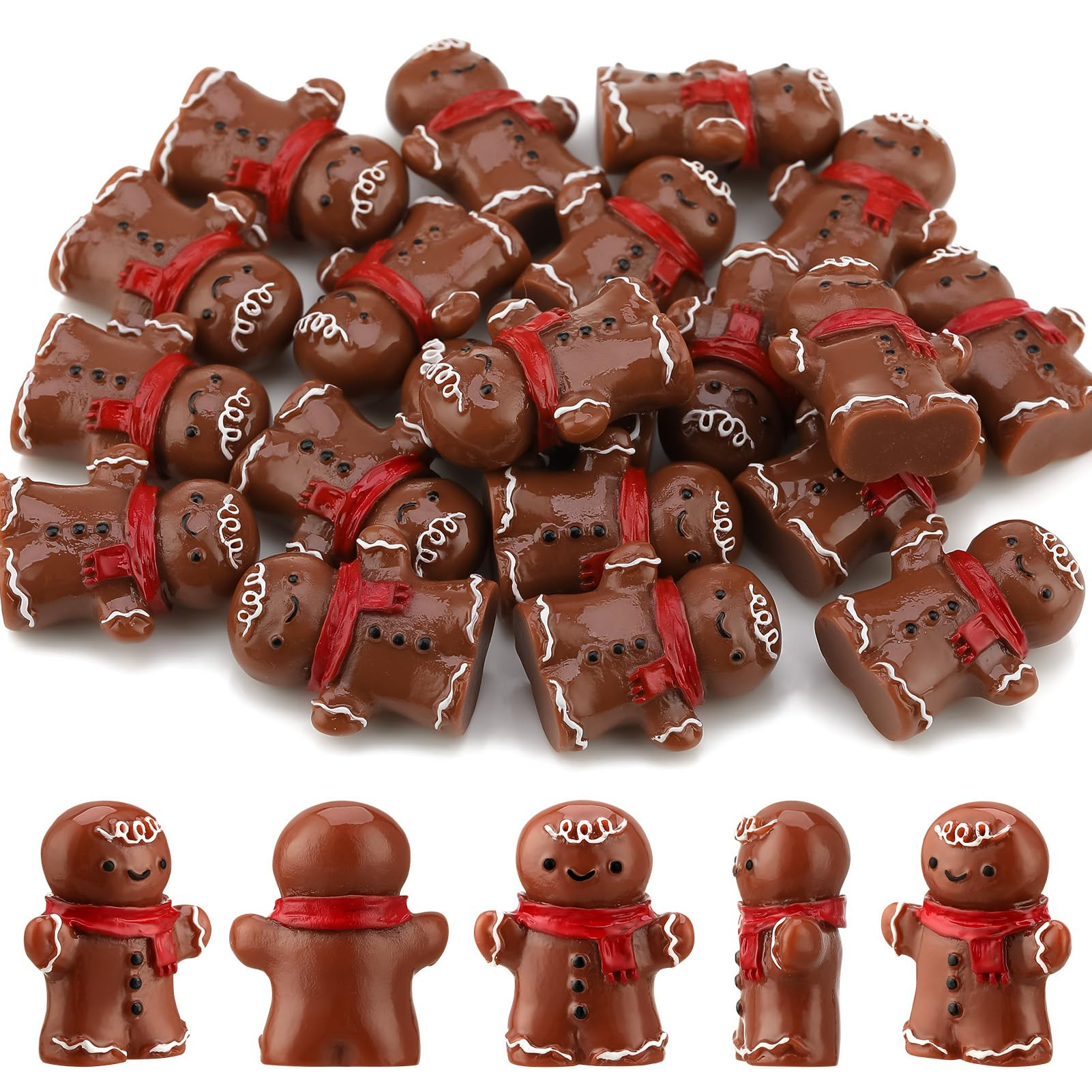 20Pcs Christmas Mini Resin Gingerbread Man, Novelty Christmas Gingerbread Man Figurines, Gingerbread Man Wearing Red Scarf, Christmas Party Ornaments Gift, Holiday Christmas Party Favor | Amazon (US)