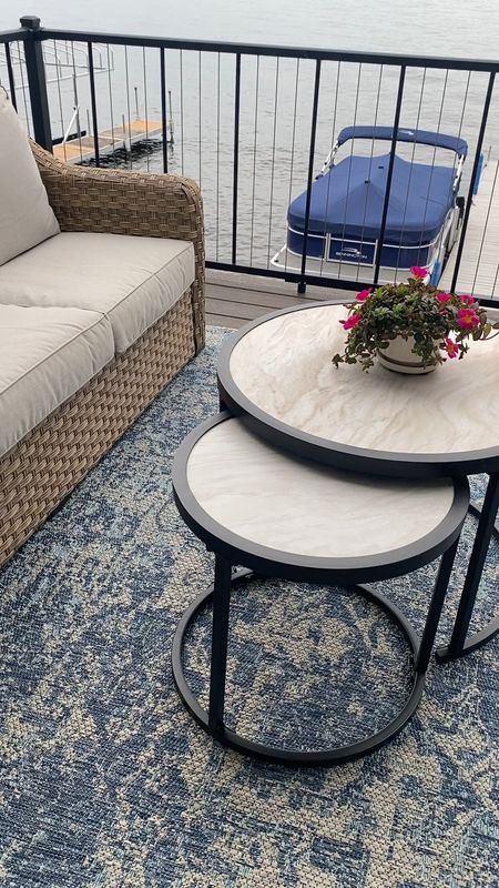 Summer evenings on the deck are the best especially with new outdoor furniture. Make your patio as comfortable as your living room and style with outdoor area rugs, end tables, and plants  
kimbentley, Patio, deck, outdoor area rug, outdoor furniture

#LTKhome #LTKFind #LTKSeasonal