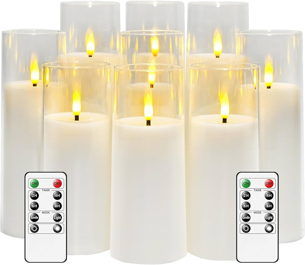 Flickering Flameless Candles Battery Operated with Remote and 2/4/6/8 H Timer Plexiglass Led Pill... | Amazon (US)