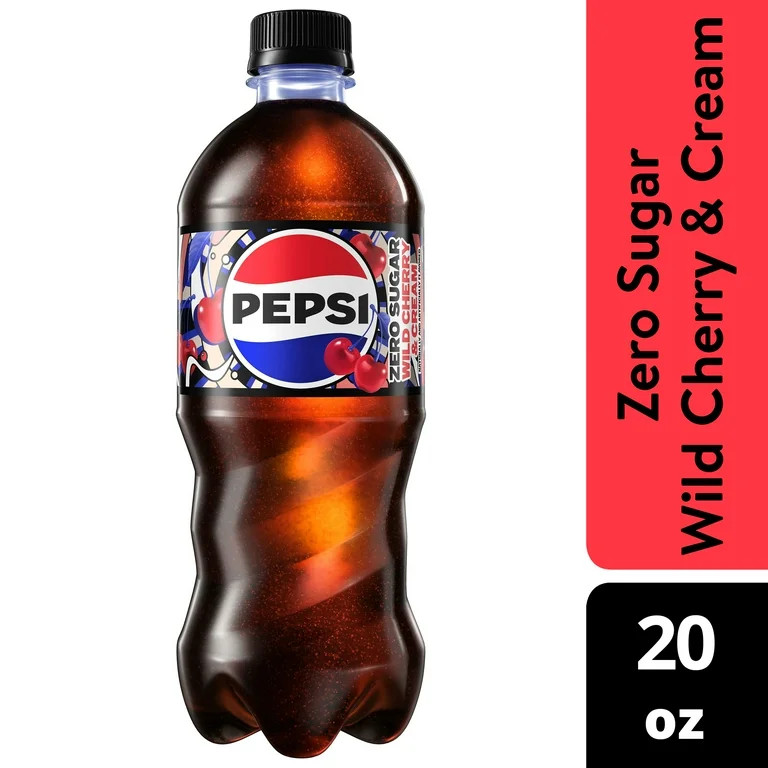 Pepsi Zero Sugar Soda Wild Cherry & Cream 20 fl oz Bottle | Walmart (US)