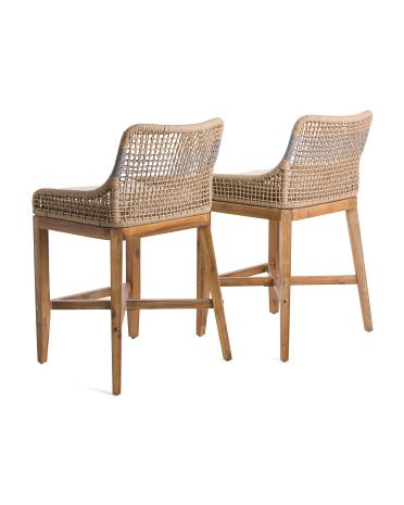 Set Of 2 Woven Striped Counter Stools | TJ Maxx