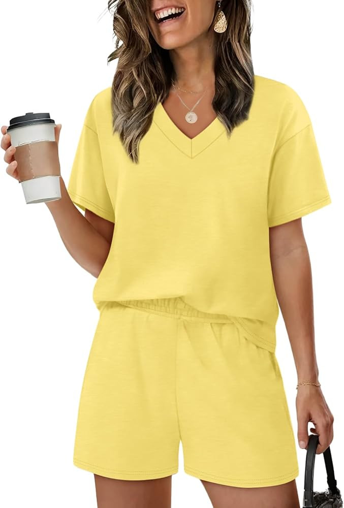 XIEERDUO Lounge Sets for Women Shorts Lightweight Summer Pajamas Set Sleepwear 2 Piece Sets Airpo... | Amazon (US)