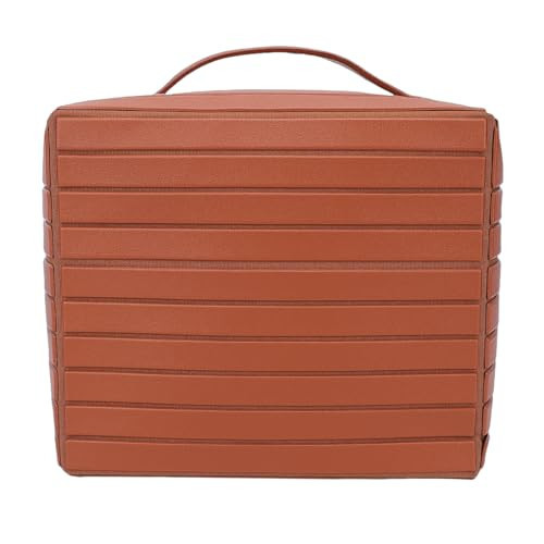 Yechiry Foldable Makeup Bag, Water Proof Makeup Organizer, Large Capacity Travel Size Toiletries with Zip Closure Instantly Lays Flat Cosmetic Case for Women Toiletries Organizer (Brown) | Amazon (US)