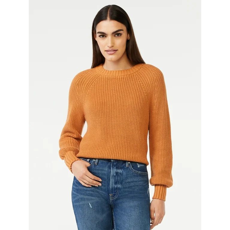 Free Assembly Women’s Shrunken Raglan Sweater with Long Sleeves | Walmart (US)