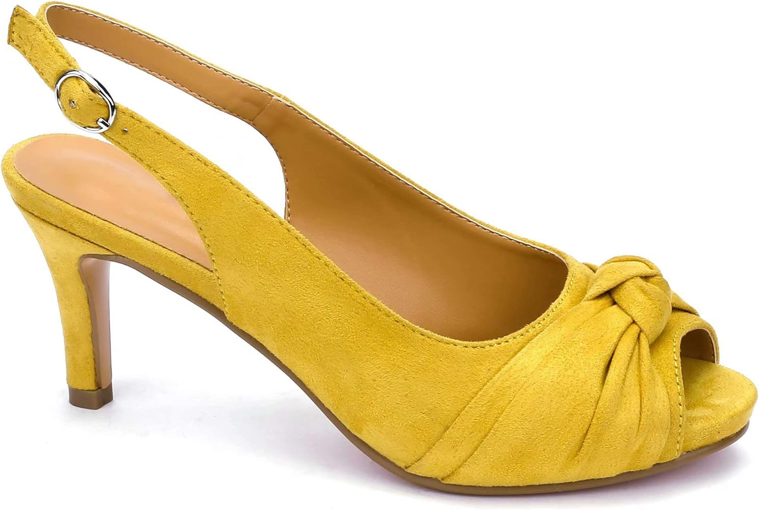 MaxMuxun Womens Mid Kitten Heels Slingback Fashion Stilettos Peep Toe Dress Pumps Shoes | Amazon (US)