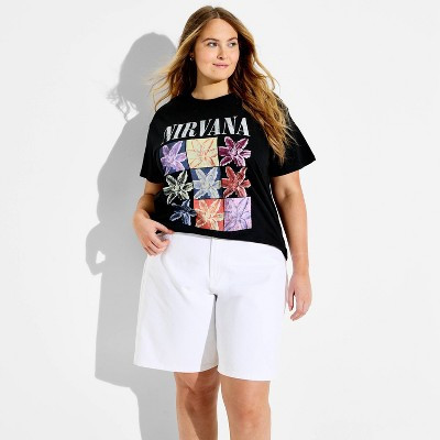 Women's Nirvana Short Sleeve Graphic T-Shirt - Black 1X | Target