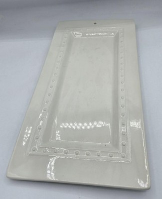 Nora Fleming Retired Pearl Dot Rectangular Bread Tray White 15" X 7.5" | eBay US