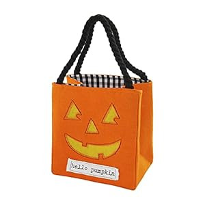 Mud Pie Children's Halloween LED Light Up Treat-or-Treat Candy Bag, Pumpkin, 7 1/2" x 7" | Amazon (US)