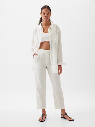 High Rise Linen-Cotton Pull-On Pants | Gap (US)