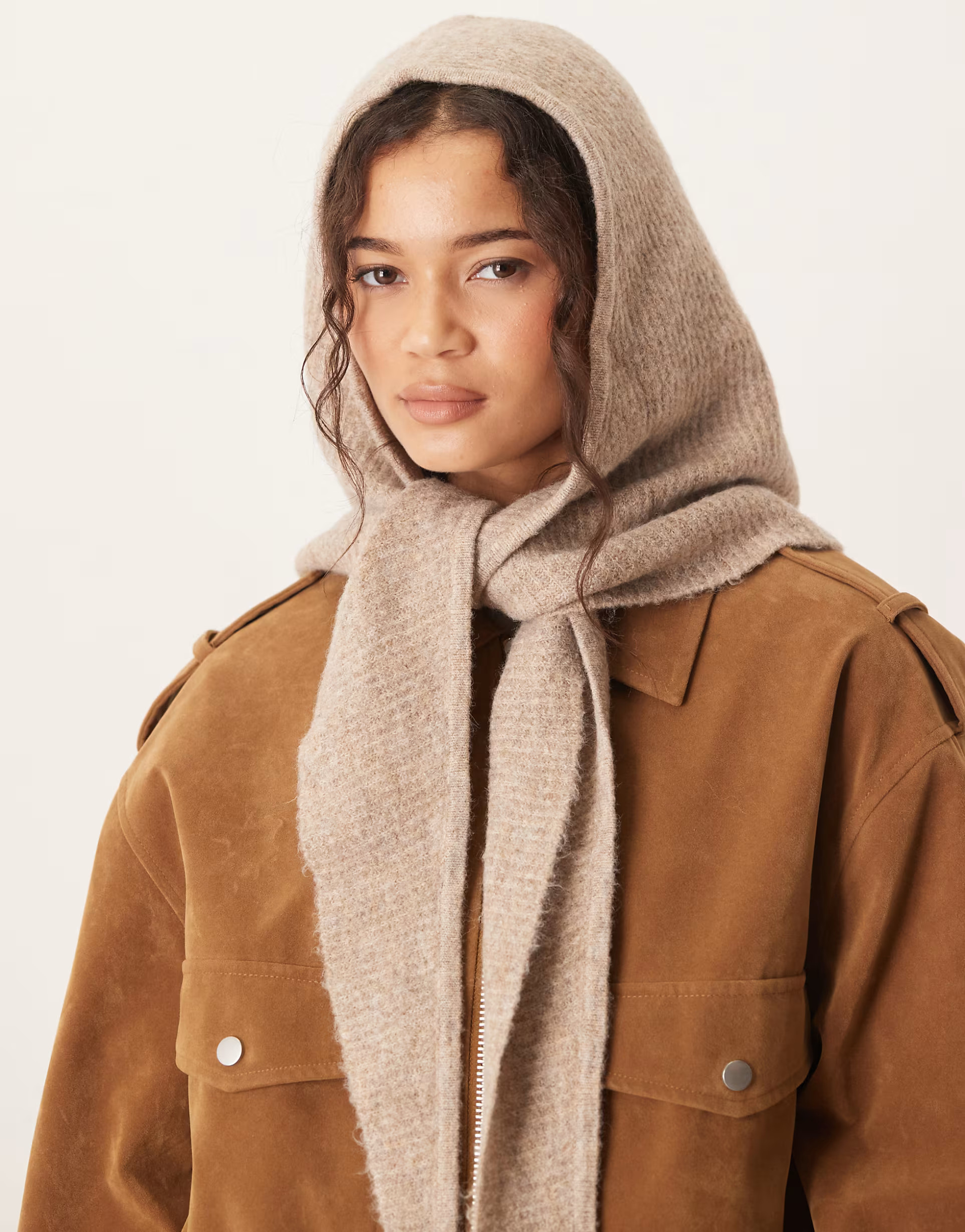 Gina Tricot knitted hood in beige | ASOS | ASOS (Global)