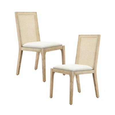Of 2 Dining Chairs - Solid Wood, Cane-Backed, Upholstered Seat With Cushion, Assembly Required And Tools Supplied 2 Chair Cane , | Wayfair North America