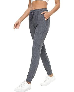 BATHRINS Women Tapered Joggers with Pockets – Casual Yoga High Waist Sweatpants | Amazon (US)