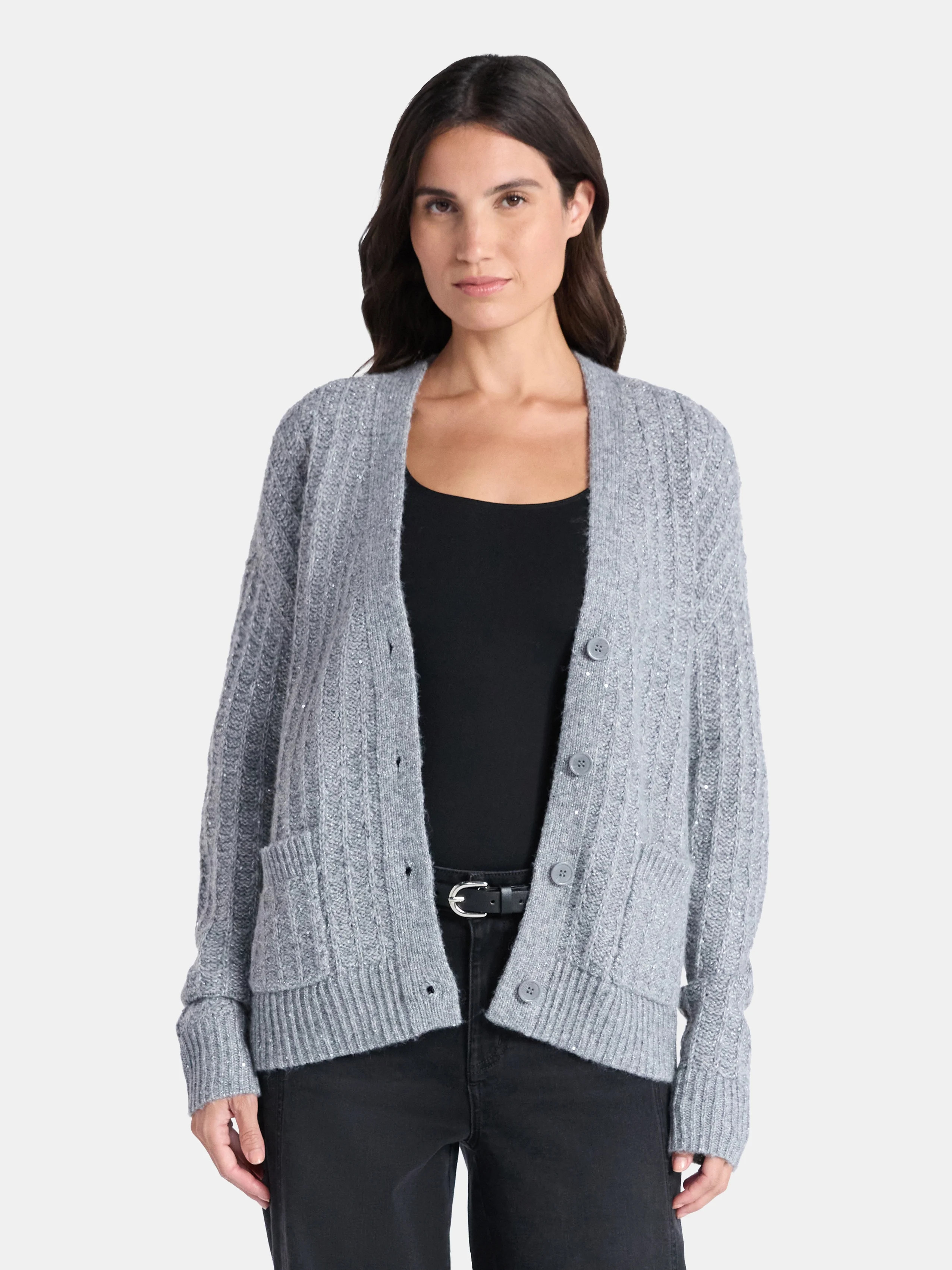 Time and Tru Women's Sequin Cardigan Sweater, Midweight, Sizes XS-XXXL | Walmart (US)