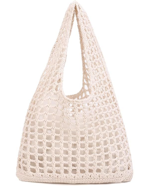 Stizimn Crochet Mesh Beach Tote Bag Shoulder Bag Handbags Knitting Hollow Summer Bag Hobo Bag Aes... | Amazon (US)