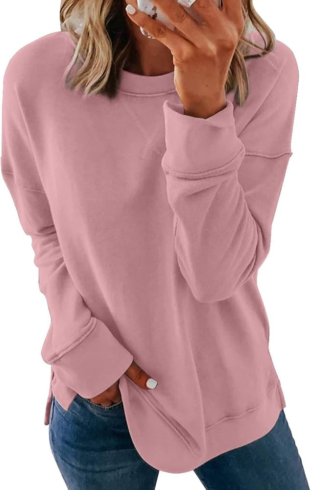 Dokotoo Women's Casual Crew Neck Sweatshirt Loose Soft Long Sleeve Pullover Tops | Amazon (US)