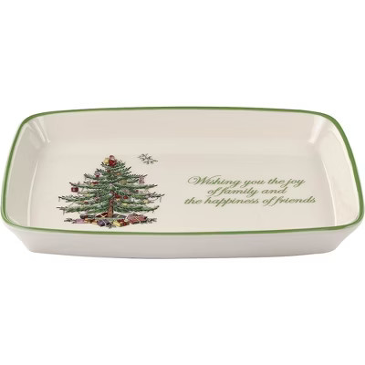 Spode Christmas Tree Rectangular Sentiment Tray (7" x 5") - Festive Earthenware Serving Plate, Du... | Target