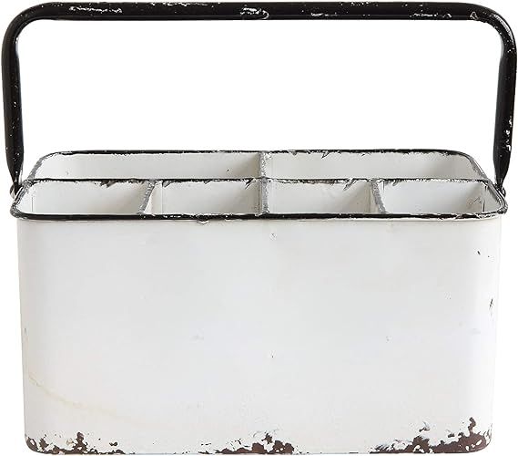 Creative Co-Op Distressed Metal Caddy Enamel Finish with Black Rim and 6 Compartments, 11" L x 6-... | Amazon (US)