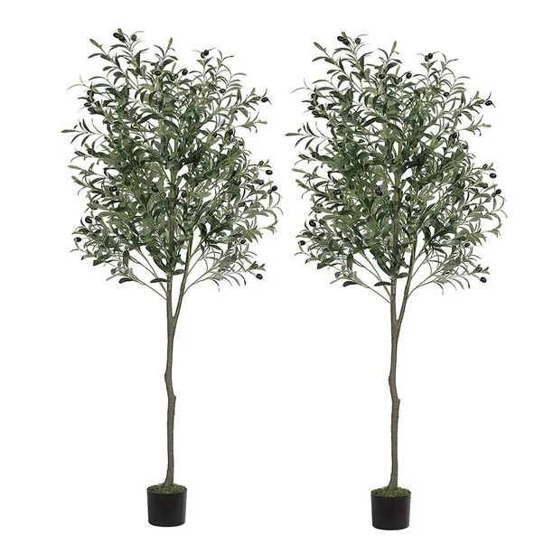 Kicode 6ft Artificial Olive Tree (70in),Tall Fake Potted Olive Silk Tree with Planter Large Faux ... | Walmart (US)