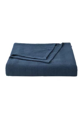 Nautica Rope Stripe Cotton Blanket, Navy Blue, Twin | Belk