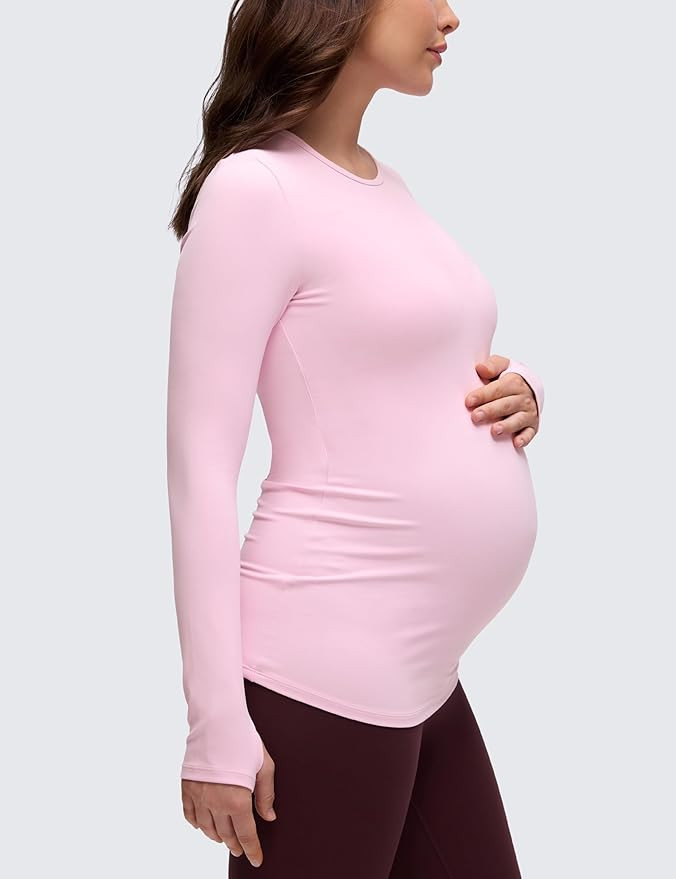 CRZ YOGA Butterluxe Maternity Crewneck Long Sleeve Shirts - Athletic Yoga Casual Pregnancy Womens... | Amazon (US)