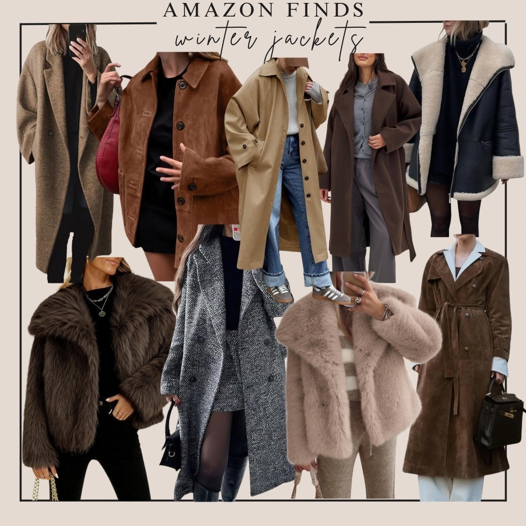Amazon Fashion Finds - Winter jackets ❄️☃️ Trending Amazon finds that look expensive 💸 but have a totally affordable price tag! 


#amazon fashion
#amazon finds
#amazon jackets
#affordable fashion finds
#trending fashion
#winter jacket
#fall jacket
#pea coat
#wool coat
#long trench coat
#brown faux fur coat
#faux suede 
#brown suede 
#brown jacket
#black jacket
#grey jacket
#long jacket
#oversized jacket
#suede bomber jacket 
#herringbone wool coat
#shearling moto jacket
#belted coat 
#overcoat
#fluffy shaggy jacket
#winter fashion inspo
#travel outfit 
#airport outfit 
#weekend style
#city style 
#casual style
#date night jacket
#going out jacket 
#napa valley outfit inspo
#ootd

#LTKmomlife #LTKSeasonal #LTKGiftGuide