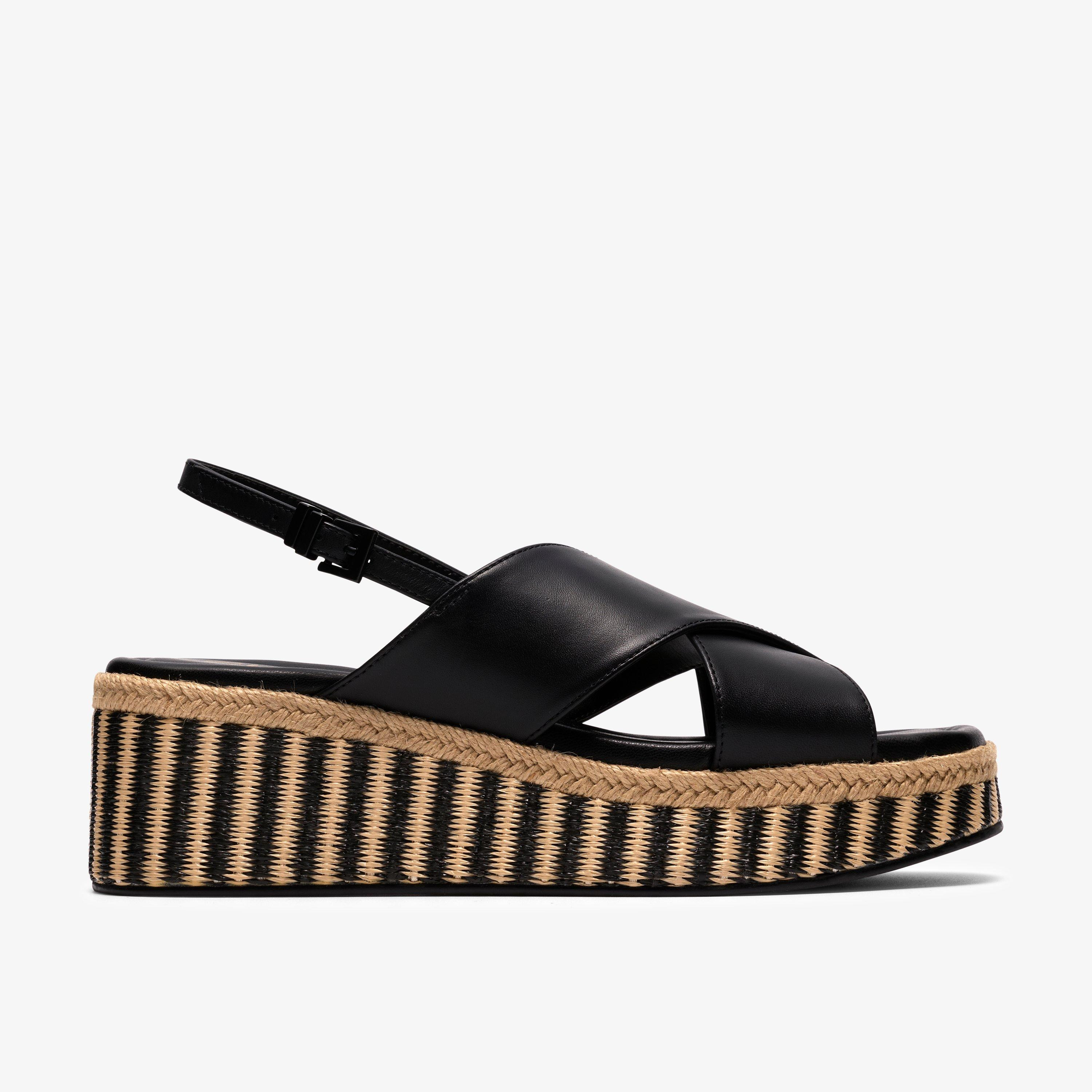 Womens Tessiah Cross2 Black Interest Wedges | Clarks | Clarks (US)