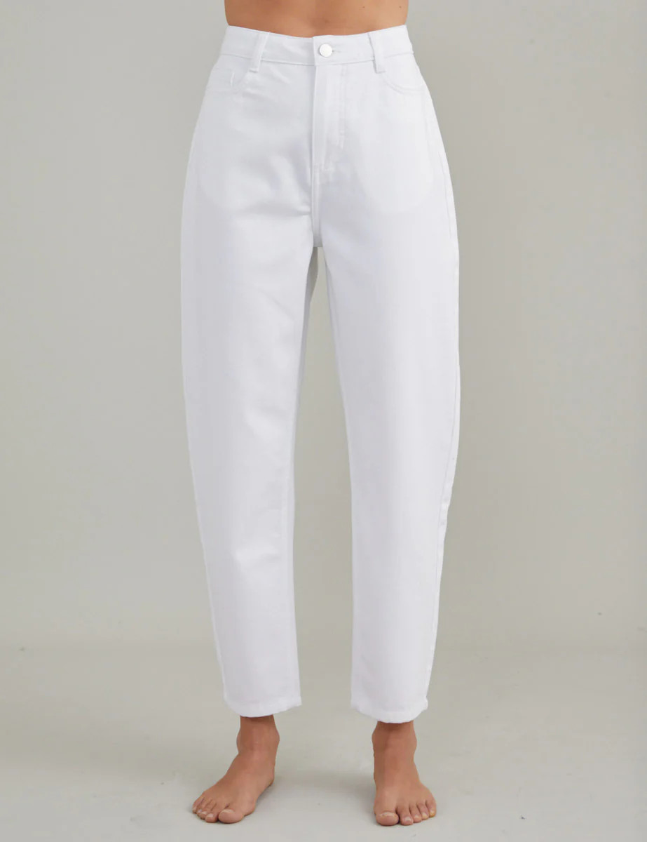White High Rise Barrel Leg Jeans | Nobody's Child
