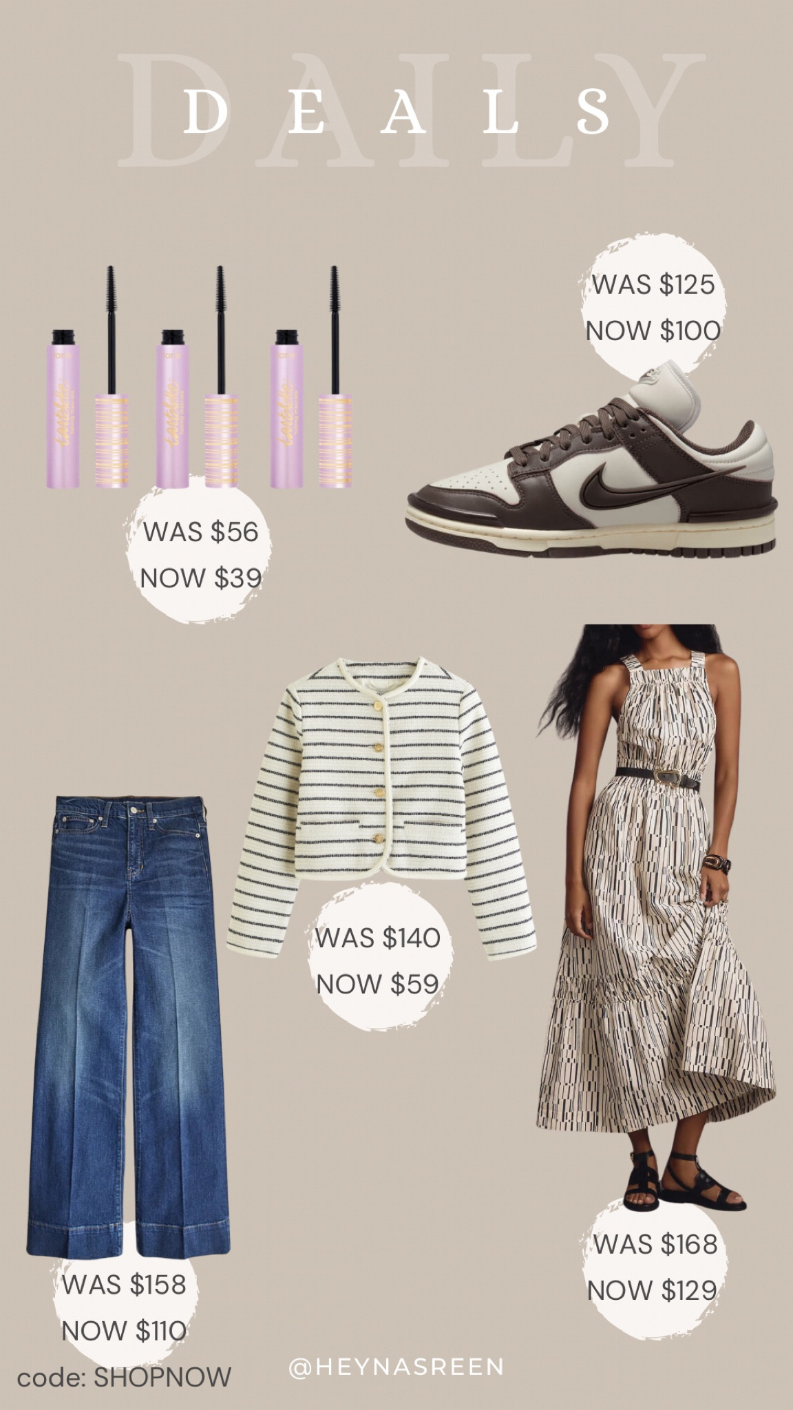 Daily deals on Tarte tubing mascara 3 pack, Nike sneakers, Abercrombie tweed jacket, J.Crew denim, Anthropologie dress 

#LTKSaleAlert