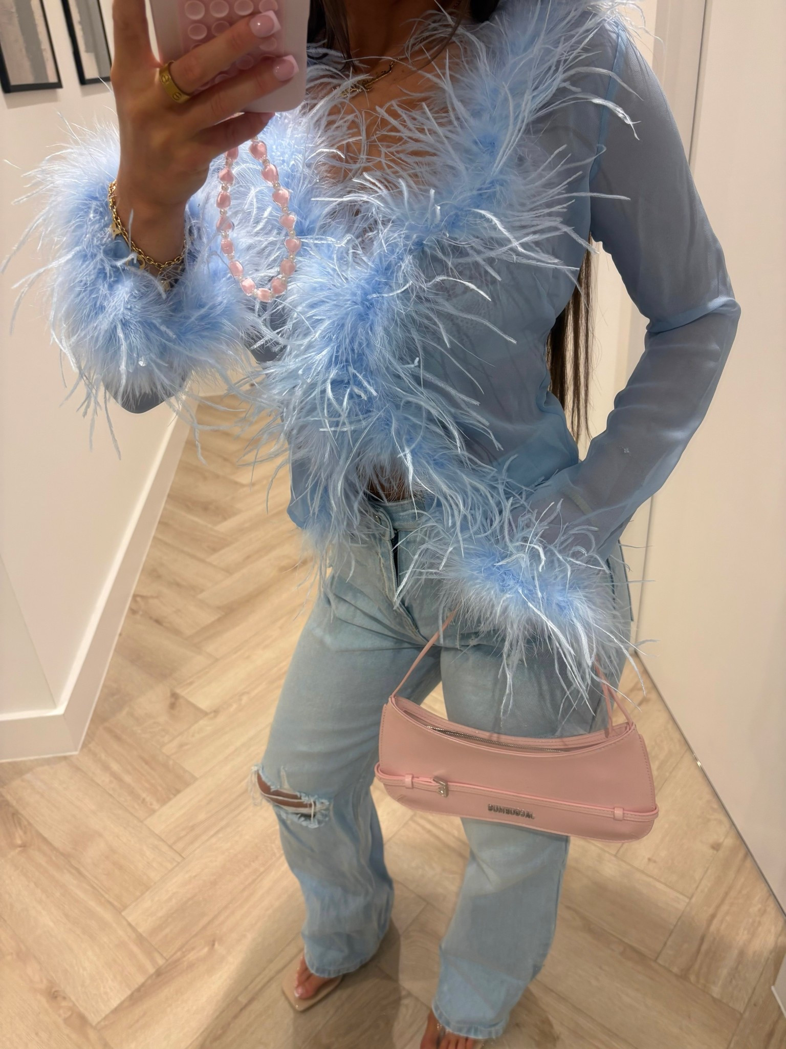 blue feather oh polly top🪽🤍

#LTKuk #LTKpetite #LTKjeans