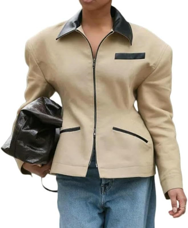 Women'S Jackets Women'S Elegant Splicing Top Lapel Long Sleeve Jacket Commuter Jacket | Amazon (US)