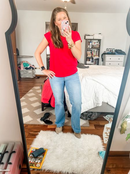 I’m absolutely obsessed with these Amazon jeans! They hug in all the right places but flare towards the bottom - so cute!! Top is old from Loft and shoes are old Steve Madden

#LTKmidsize #LTKstyletip #LTKover40