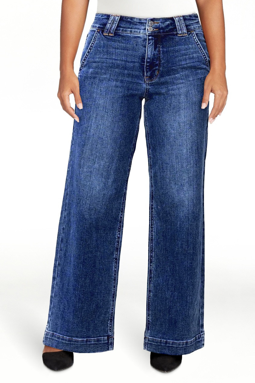 DOKOTOO Jeans for Women High Waisted Wide Leg Jeans Trendy Stretchy Denim Pants with Slanted Pock... | Walmart (US)