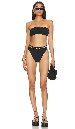 Leeza Bandeau Bikini Top in Black | Revolve Clothing (Global)