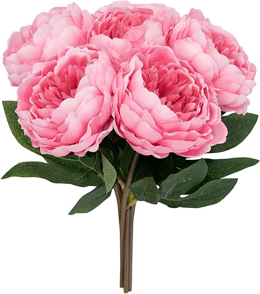 Artificial/Fake/Faux Flowers - Peony Hot Pink 6PCS for Wedding, Home, Party, Restaurant (850923) | Amazon (US)