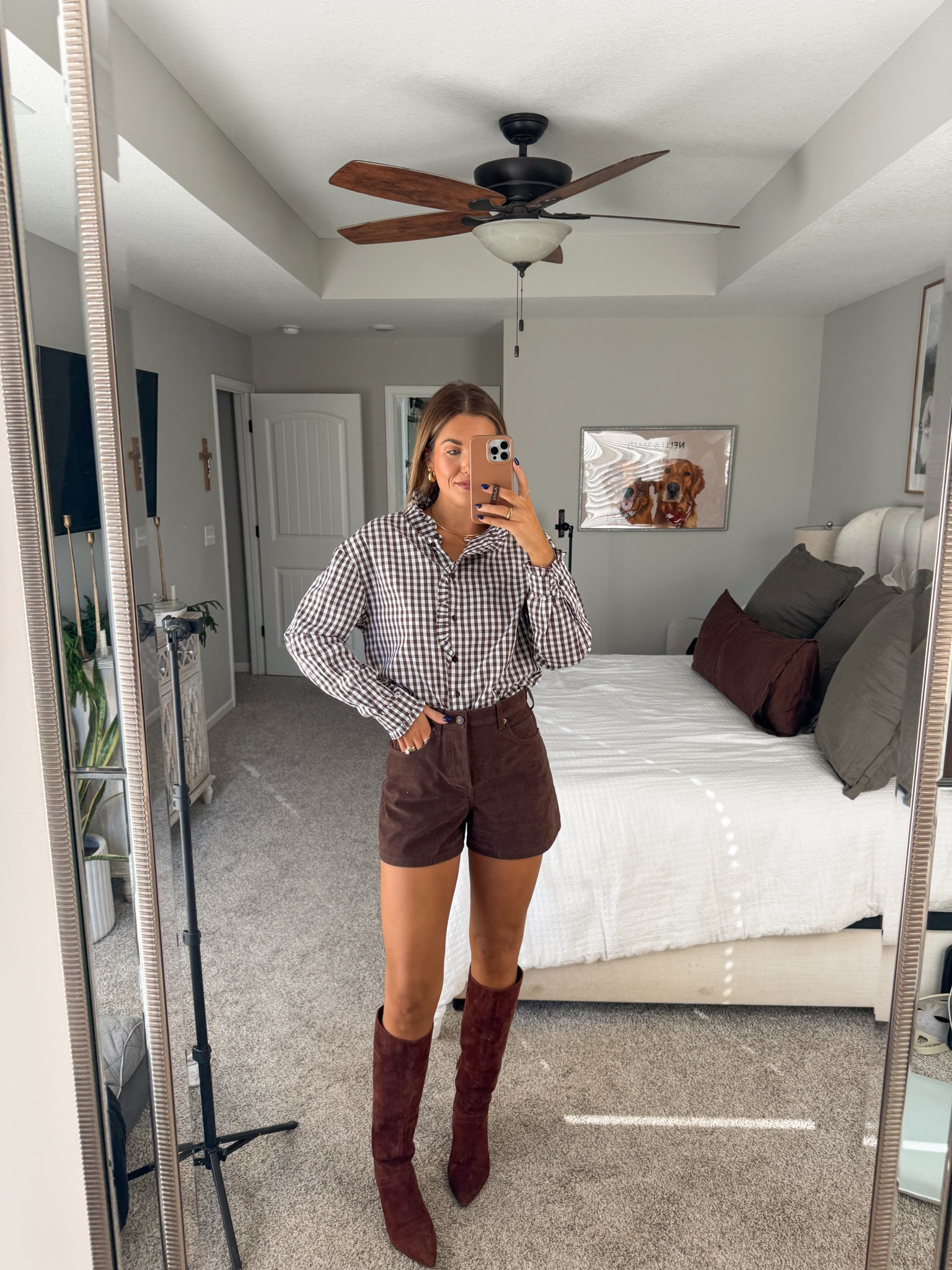 size small in mama on shirt and size 26 in shorts! boots are old so linking similar! 

#LTKHoliday #LTKootd #LTKCyberWeek