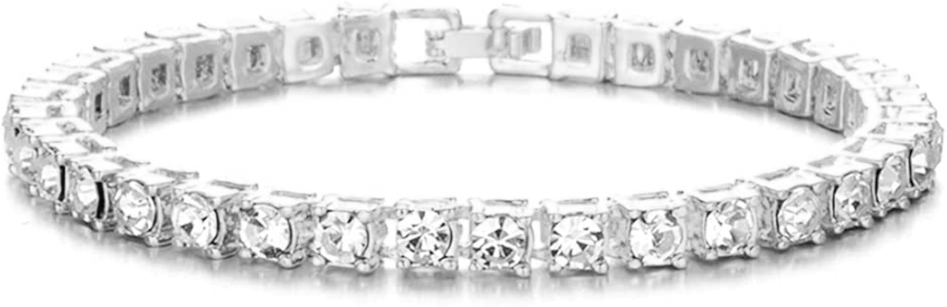 Silver Gold Tennis Bracelet for Men,Iced Out Diamond Tennis Bracelet for Women,Classic Tennis 7-9 In | Amazon (US)