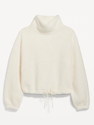 Cropped Sherpa Pullover Turtleneck Sweater for Women | Old Navy (US)