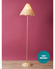 62in Scalloped Shade Rattan Floor Lamp | HomeGoods